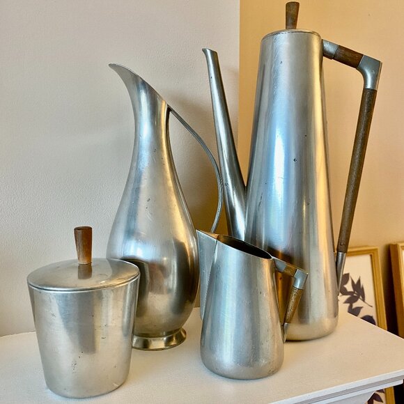 MCM Rare Vintage Pewter Coffee Tea Serving Set - Picture 3 of 12